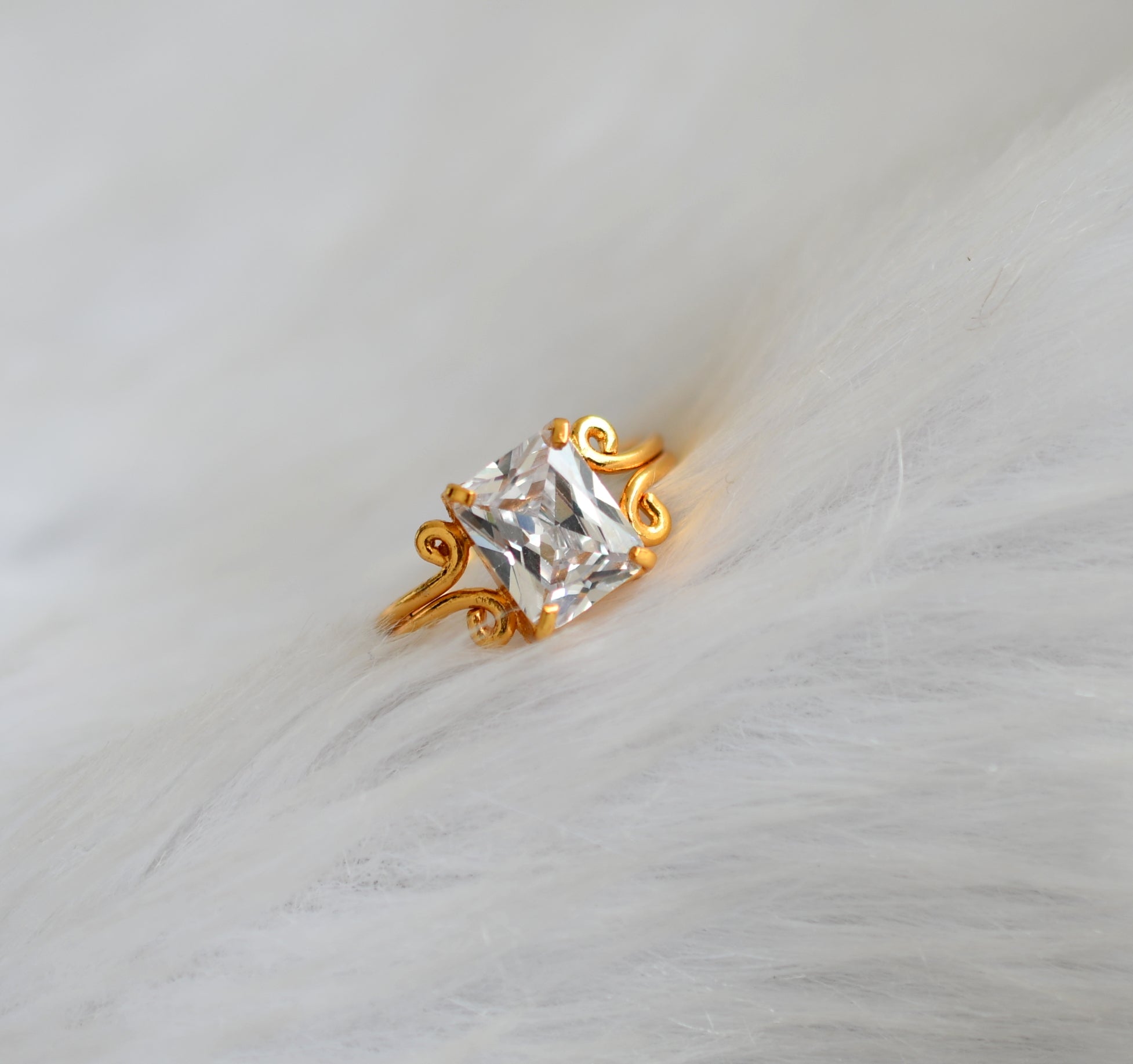 Buy Rubans Women Gold Toned & White CZ Stone Studded Statement Adjustable Finger  Ring - Ring for Women 10825250 | Myntra