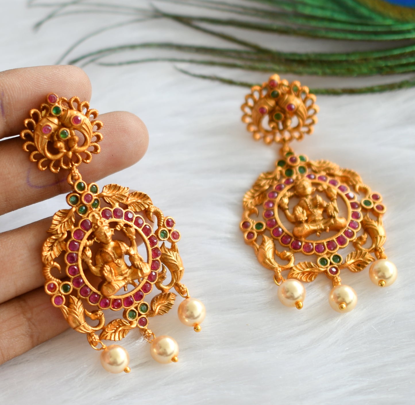 Matte finish ruby-emerald Lakshmi haar set dj-19970