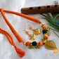 Antique orange-black silk thread hand made necklace set dj-37415
