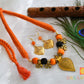 Antique orange-black silk thread hand made necklace set dj-37415