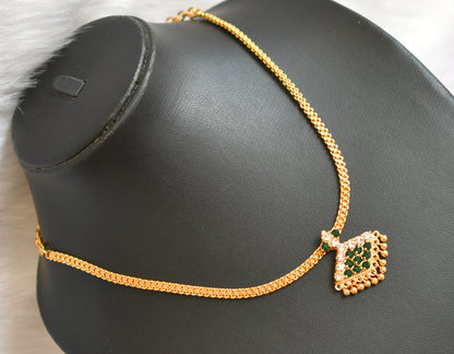 Gold tone green-white stone Kerala style small pathakkam necklace dj-39020