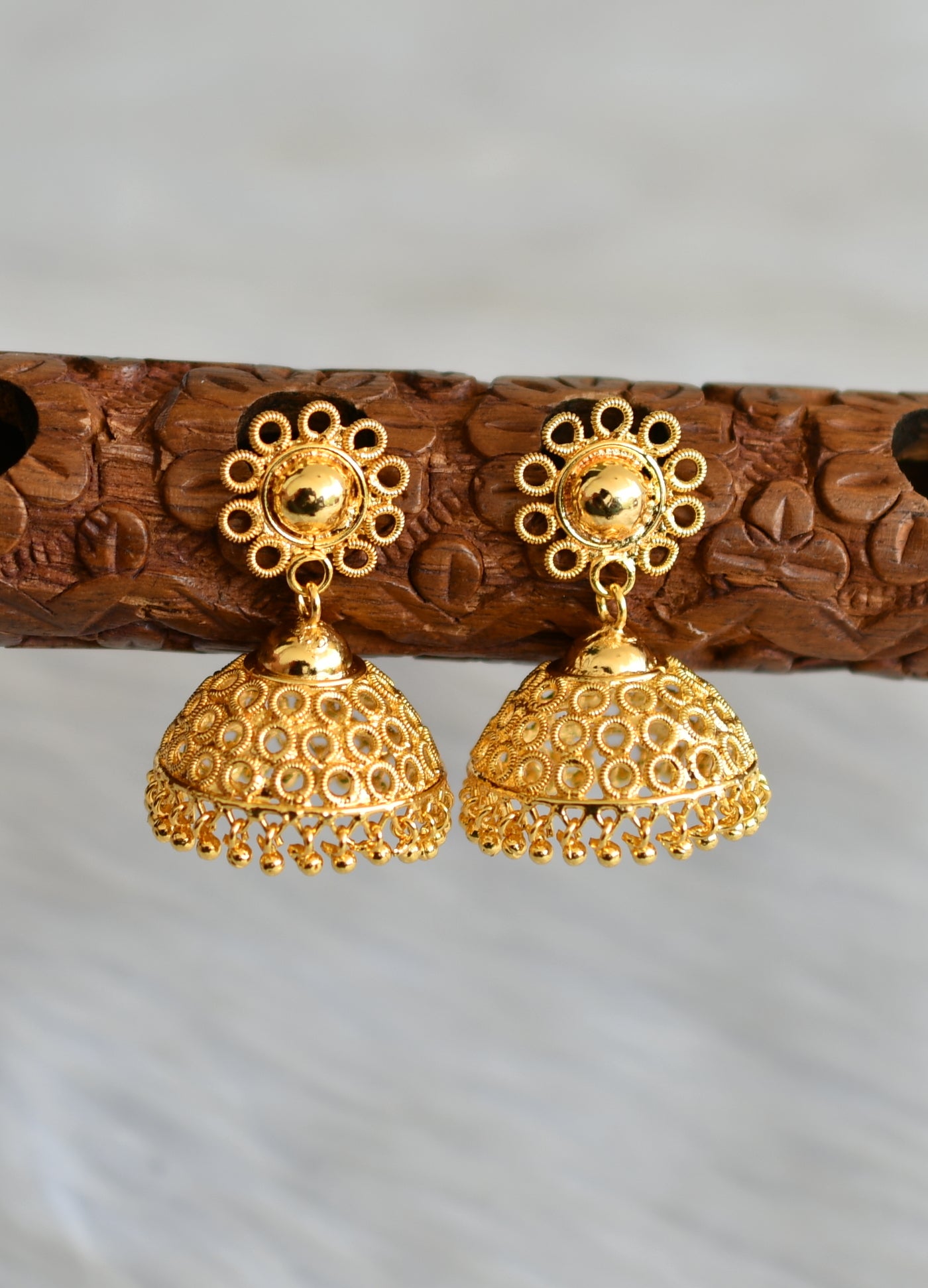 Gold tone Kerala style jhumkka dj-41770