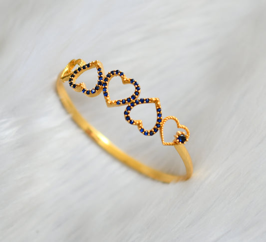 Gold tone blue stone heart bracelet dj-40420