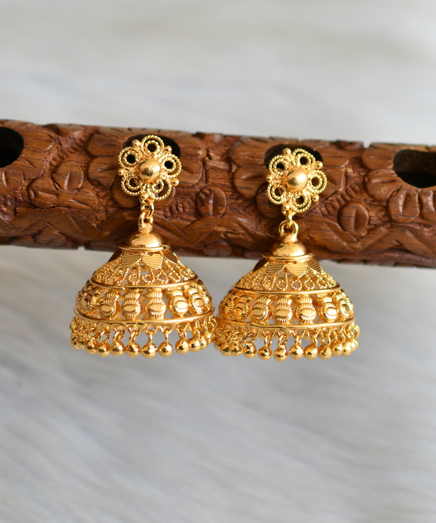 Gold tone Kerala style jhumkka dj-41771