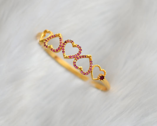 Gold tone ruby stone heart bracelet dj-40421