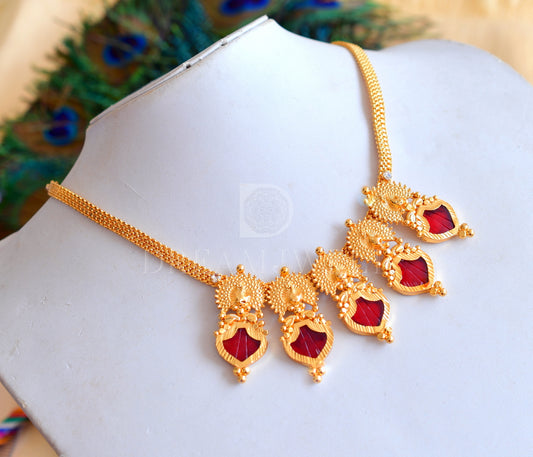 Gold tone Palakka red peacock necklace dj-35918