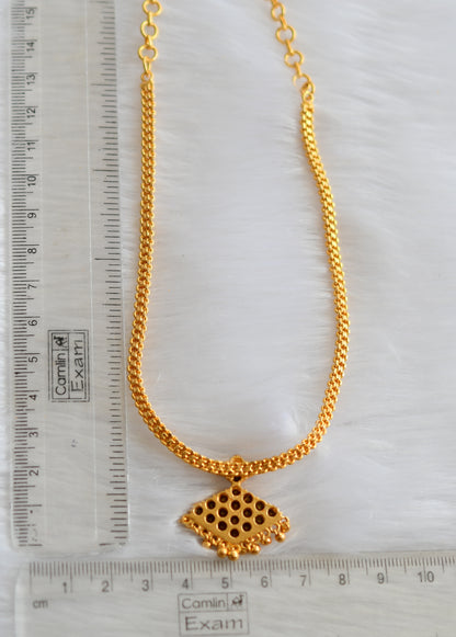 Gold tone pink stone Kerala style small pathakkam necklace dj-39024