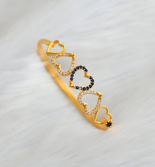 Gold tone blue-white stone heart bracelet dj-40426