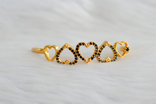 Gold tone black stone heart bracelet dj-40427