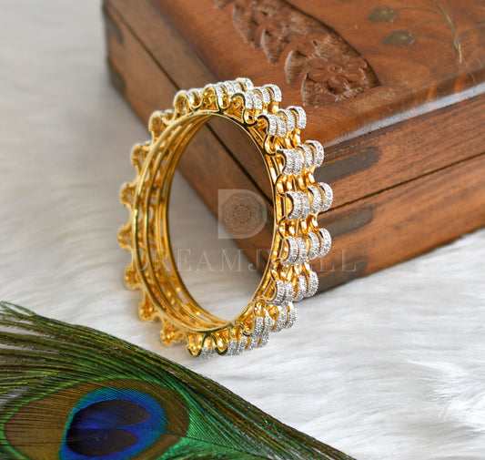 Two tone cz floral bangles(2.8) dj-27236