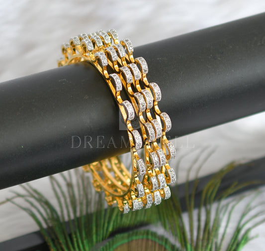 Two tone cz floral bangles(2.8) dj-27236