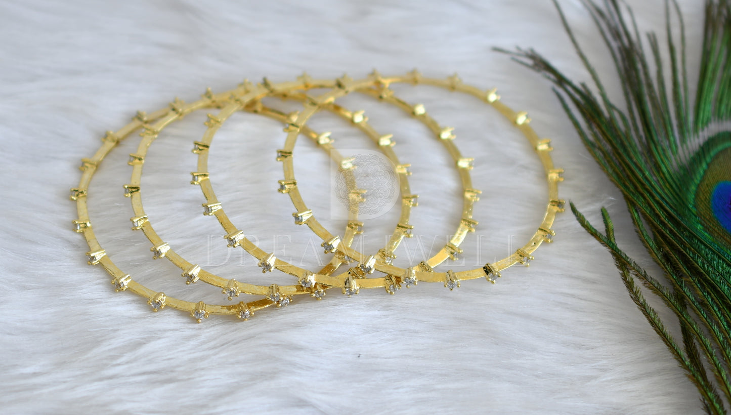 Gold tone white set of 4 bangles (2.8) dj-25299