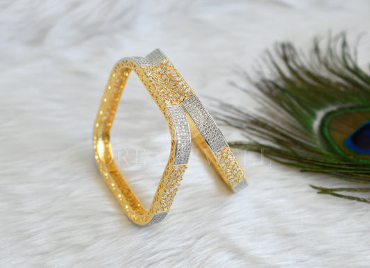 Two tone cz square shape bangles(2.4) dj-27233