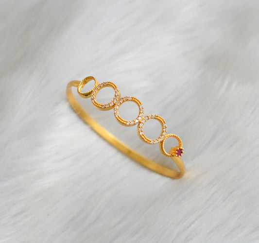Gold tone white-ruby stone round bracelet dj-40432