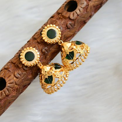 Gold tone 4 petals green round-palakka Kerala style jhumkka dj-41782