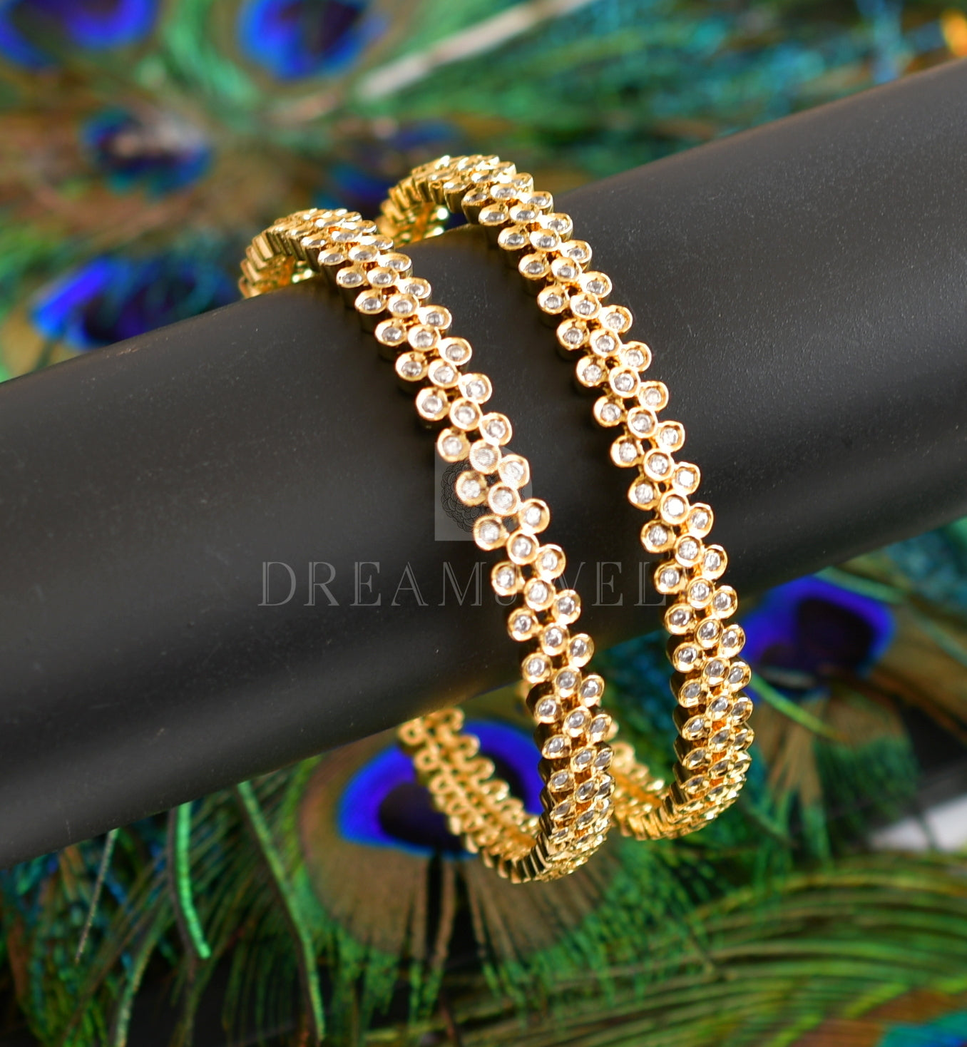 Gold tone cz set of 2 bangles