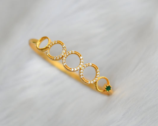 Gold tone white-green stone round bracelet dj-40435