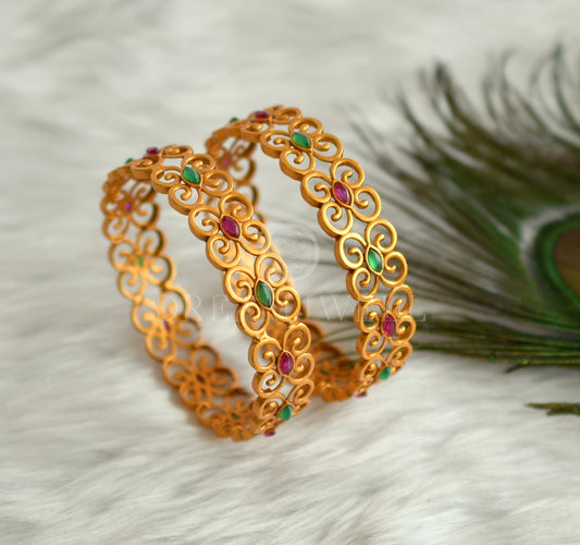 Matte finish kemp-green bangles (2.6) dj-27841