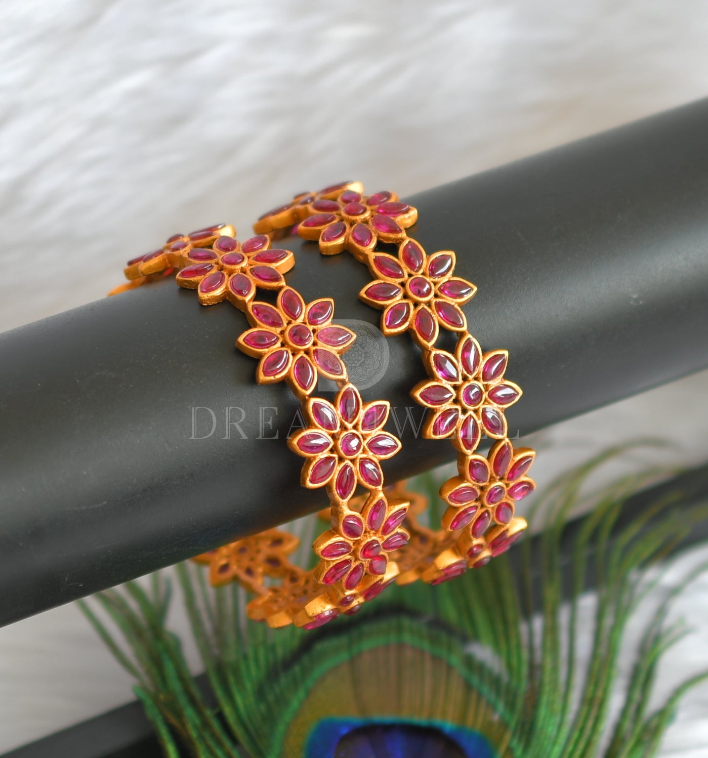 Matte finish kemp flower Bangles (2.8) dj-27836