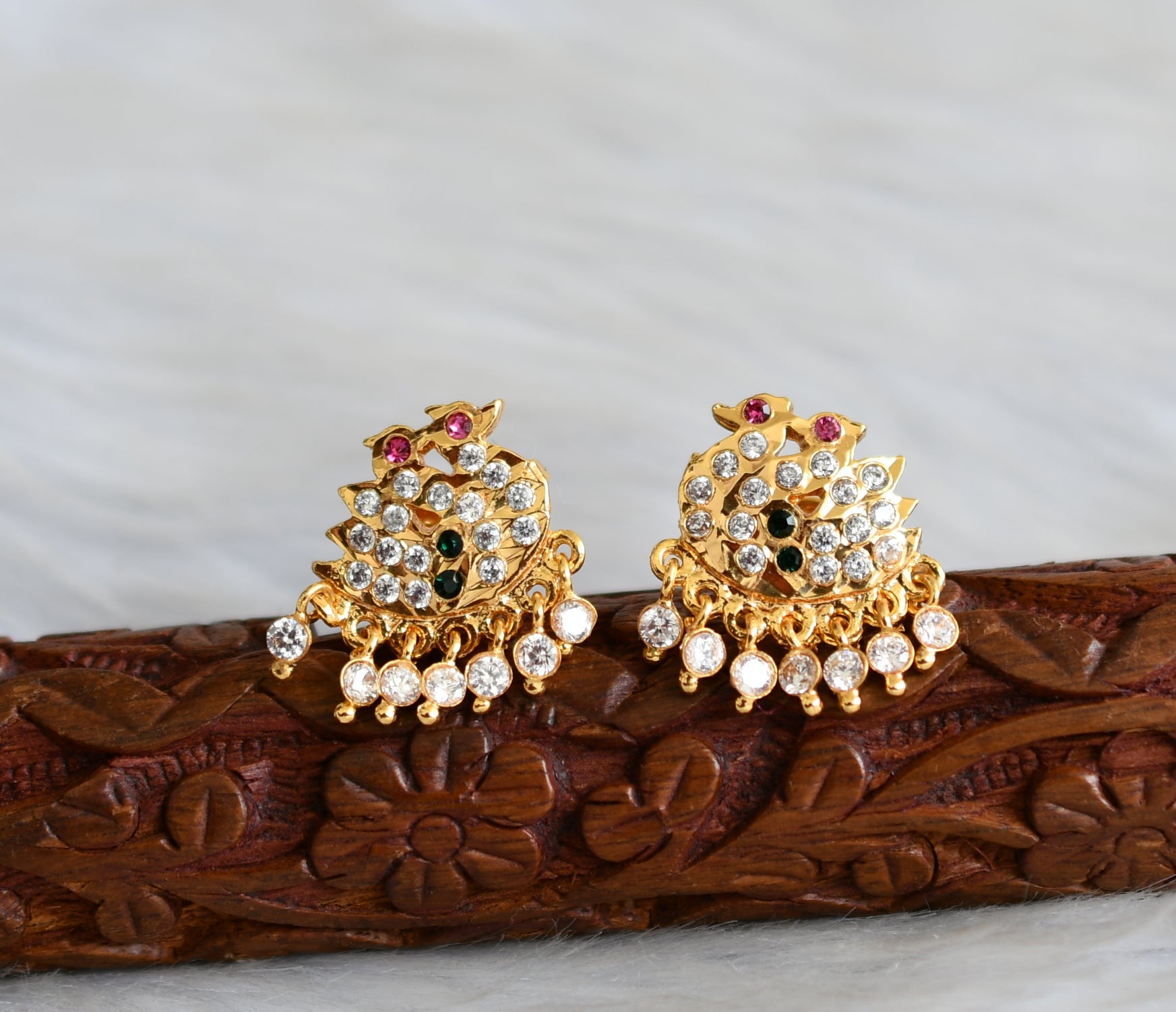 CRYSTAL JEWELS Traditional South Indian Style Stud Earrings with Ruby Color  Stone : Amazon.in: Fashion