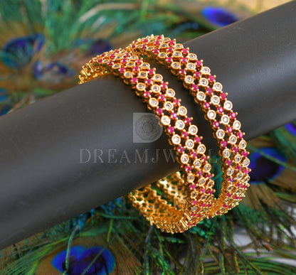 Gold tone cz-ruby set of 2 bangles