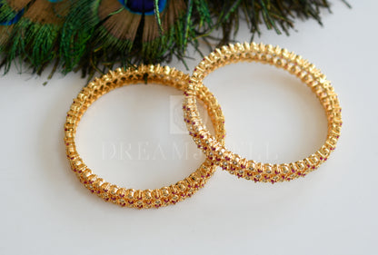 Gold tone cz-ruby set of 2 bangles