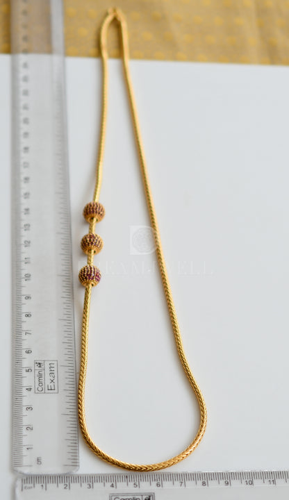 Gold Tone Ruby Ball Mugappu Chain dj-33907