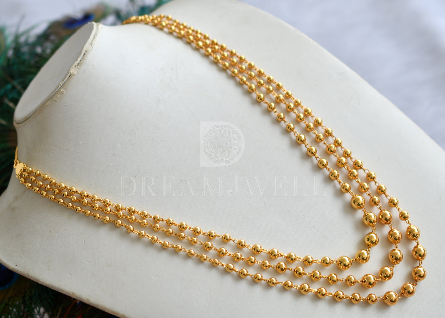 Gold Tone Multi Layer Ball Chain/necklace dj-33902