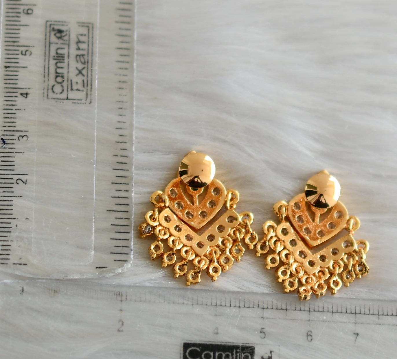 Buy South Indian Style Gold Plated White and Red Stone Ear Studs Online