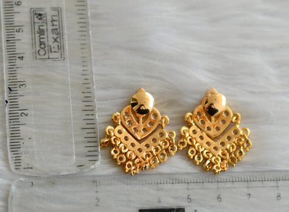 Gold tone white stone south Indian style earrings dj-41756