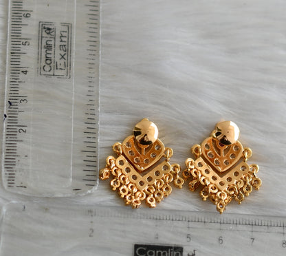 Gold tone white-pink stone south Indian style earrings dj-41757