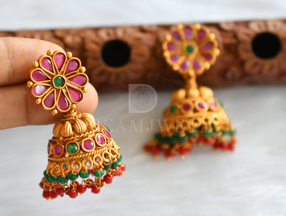 Matte Finish Ruby-emerald Lakshmi Haar Set dj-19751