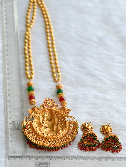 Matte Finish Ruby-emerald Lakshmi Haar Set dj-19751