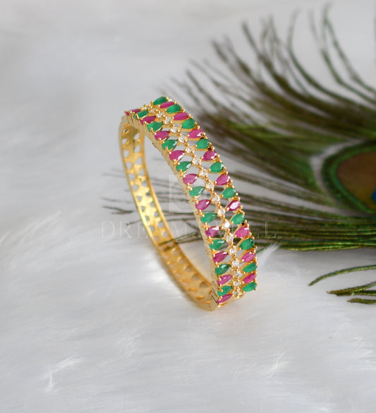 Gold tone cz ruby-emerald bracelet (2.6) dj-13974