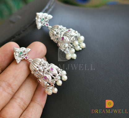 Silver tone ruby-emerald mango necklace set dj-36665
