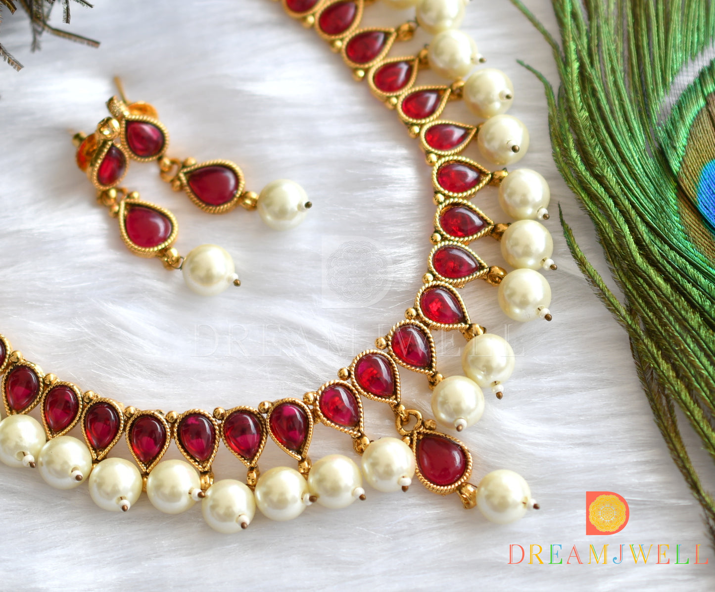 Antique pearl-kemp necklace set dj-01260