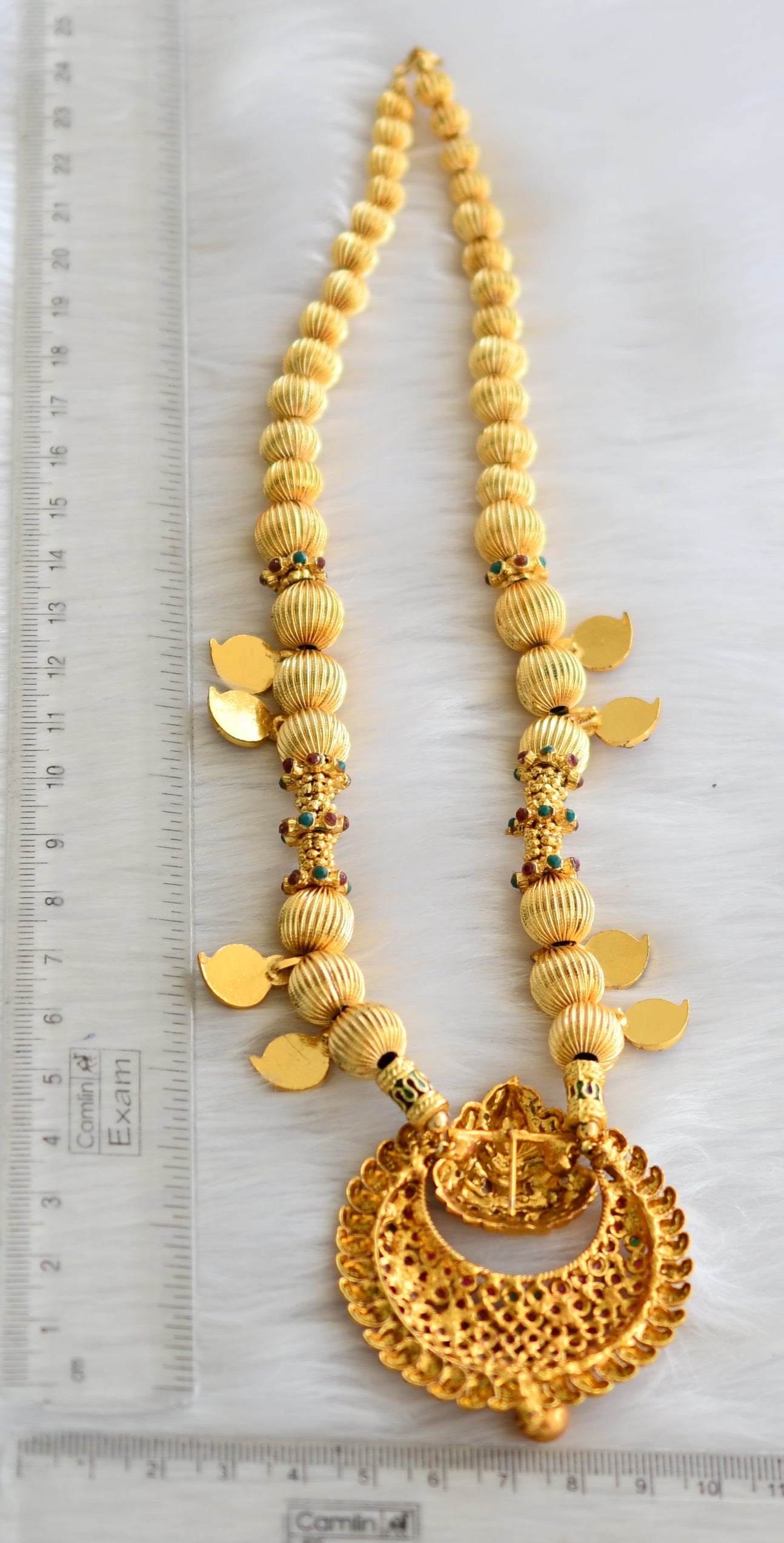 Gold tone handmade bali Lakshmi mango beaded necklace dj-02909