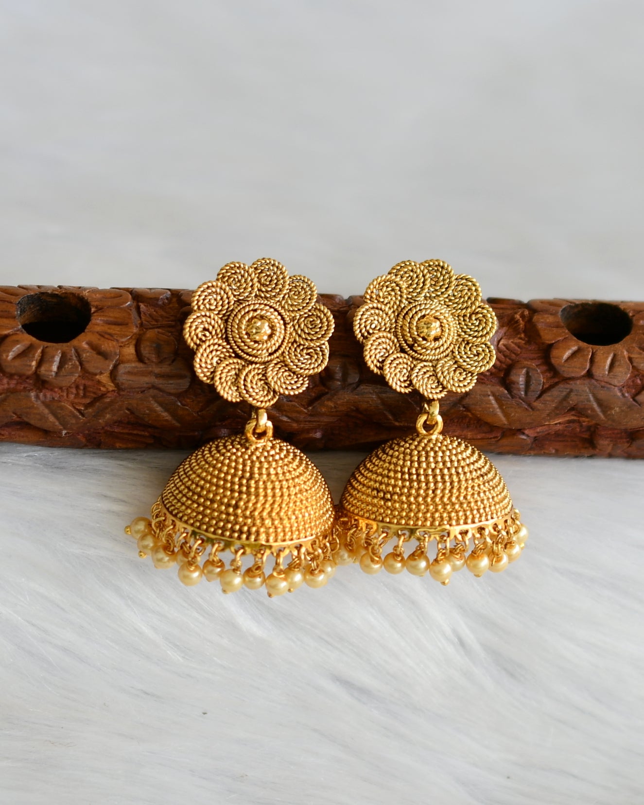 Antique gold tone flower designer jhumkka dj-05511