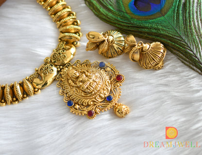 Antique blue-kemp Lakshmi necklace set dj-01634