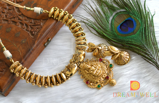 Antique red-green Lakshmi necklace set dj-01638