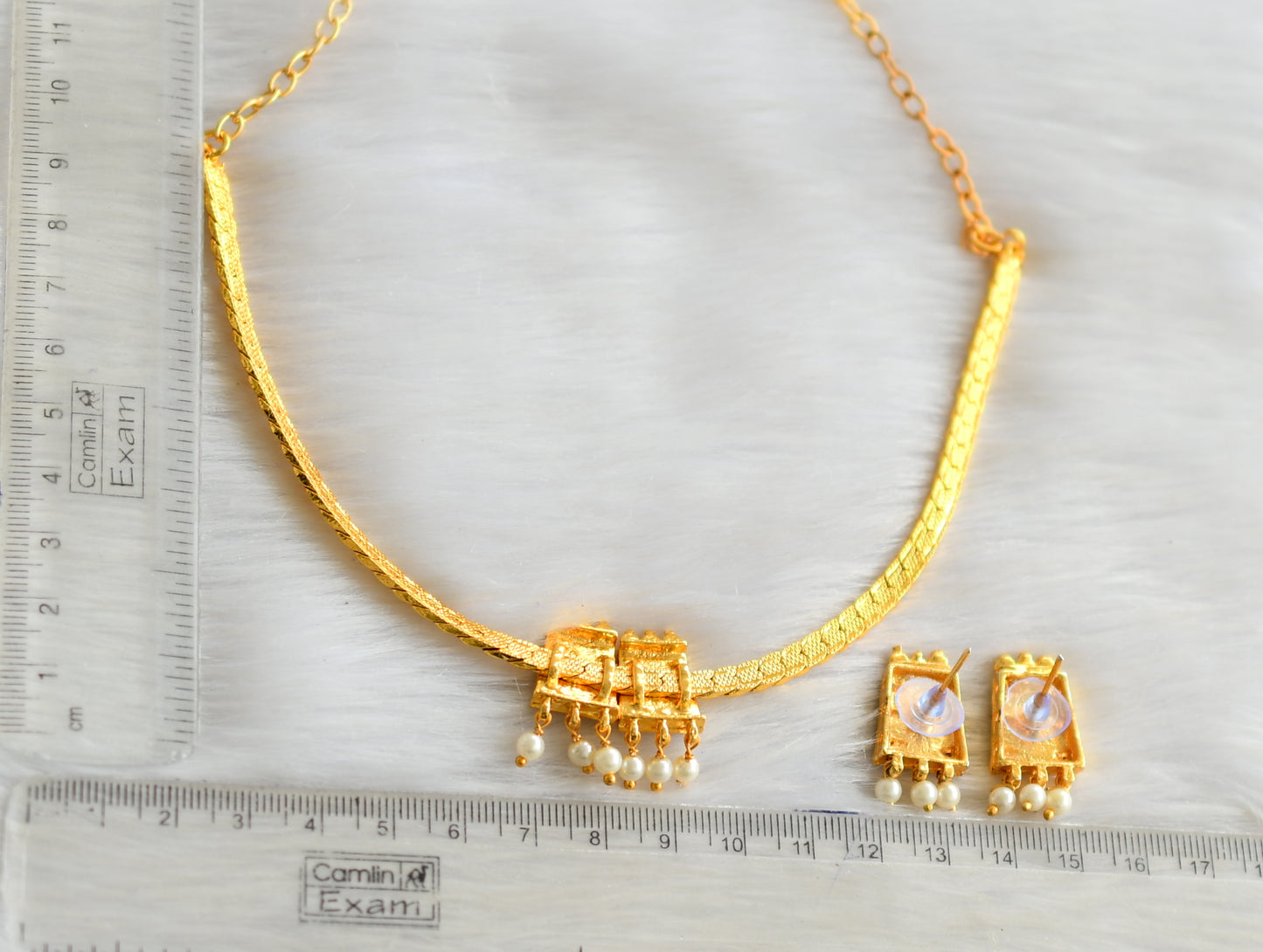 Gold tone poothali temple necklace set dj-14678