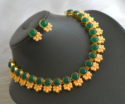 Matte finish  green round flower necklace set dj-39705