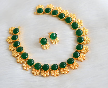 Matte finish  green round flower necklace set dj-39705