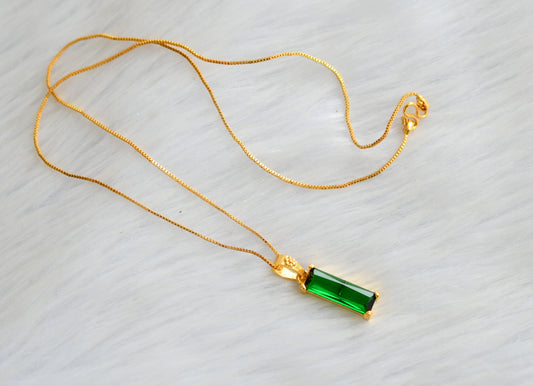 Gold tone bottle green pendant with chain dj-40478