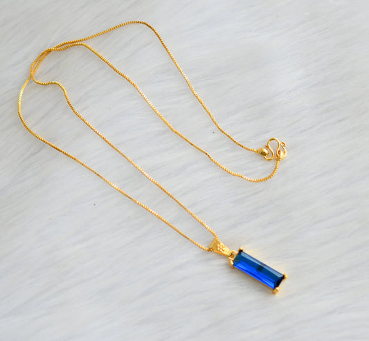 Gold tone blue pendant with chain dj-40479