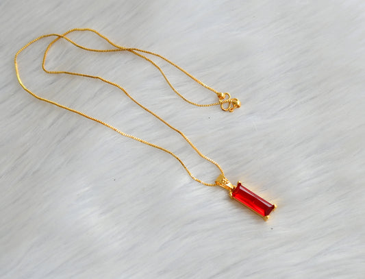 Gold tone red pendant with chain dj-40482