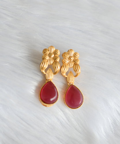Gold tone red flower necklace set dj-39712