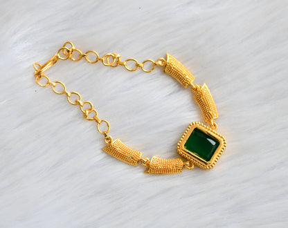 Gold tone bottle green block stone bracelet dj-40488