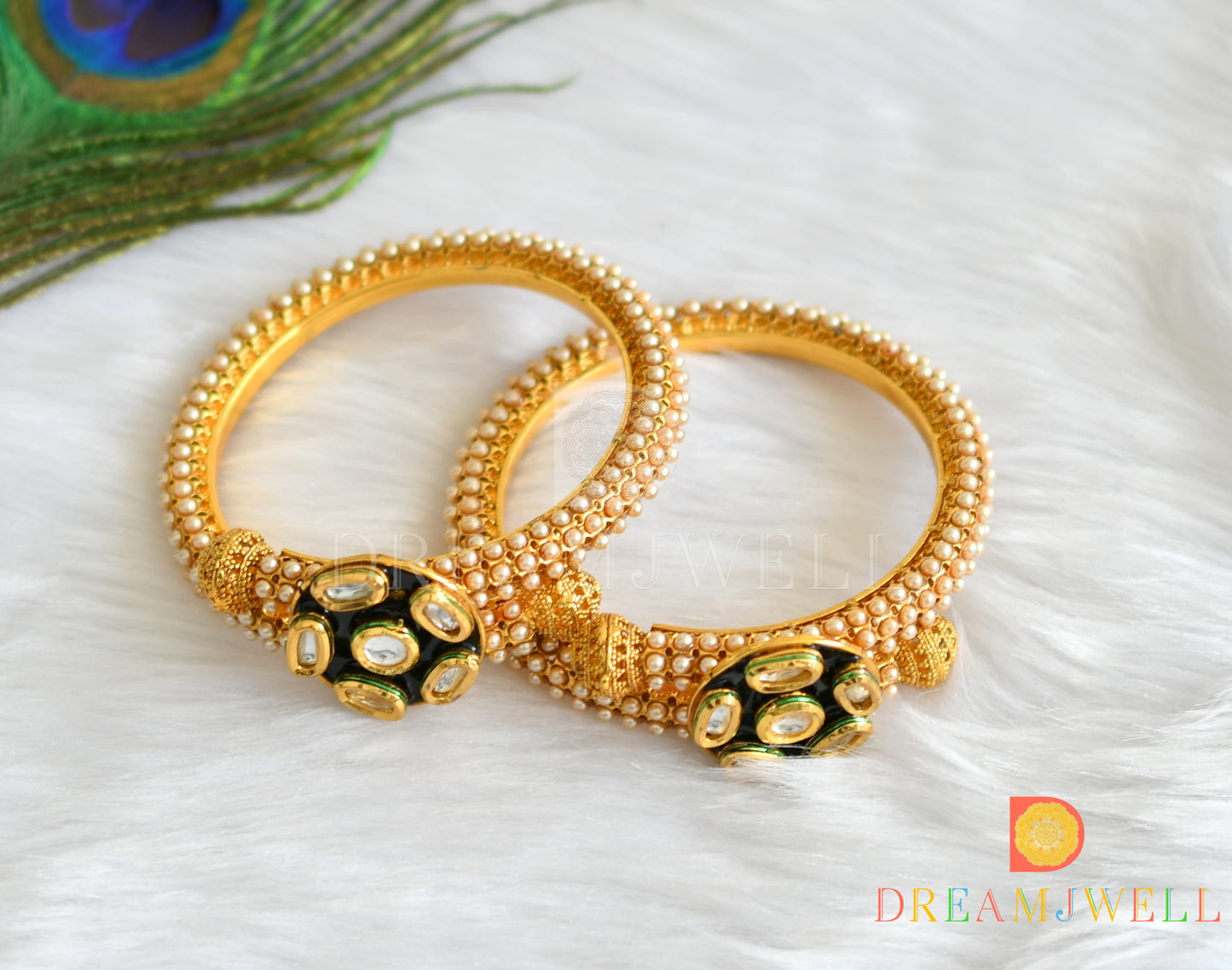 Antique Pearl Kundan kada/Bangles(2.4) dj-07193