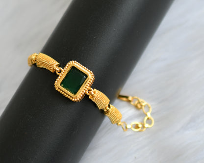 Gold tone bottle green block stone bracelet dj-40488